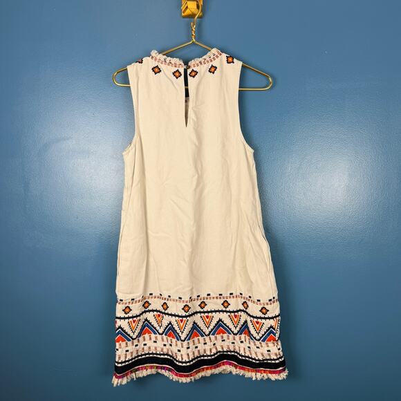 Anthropologie Akemi + Kin Reagan Embroidered Shift Dress White Sleeveless Sz 2 - Picture 9 of 16